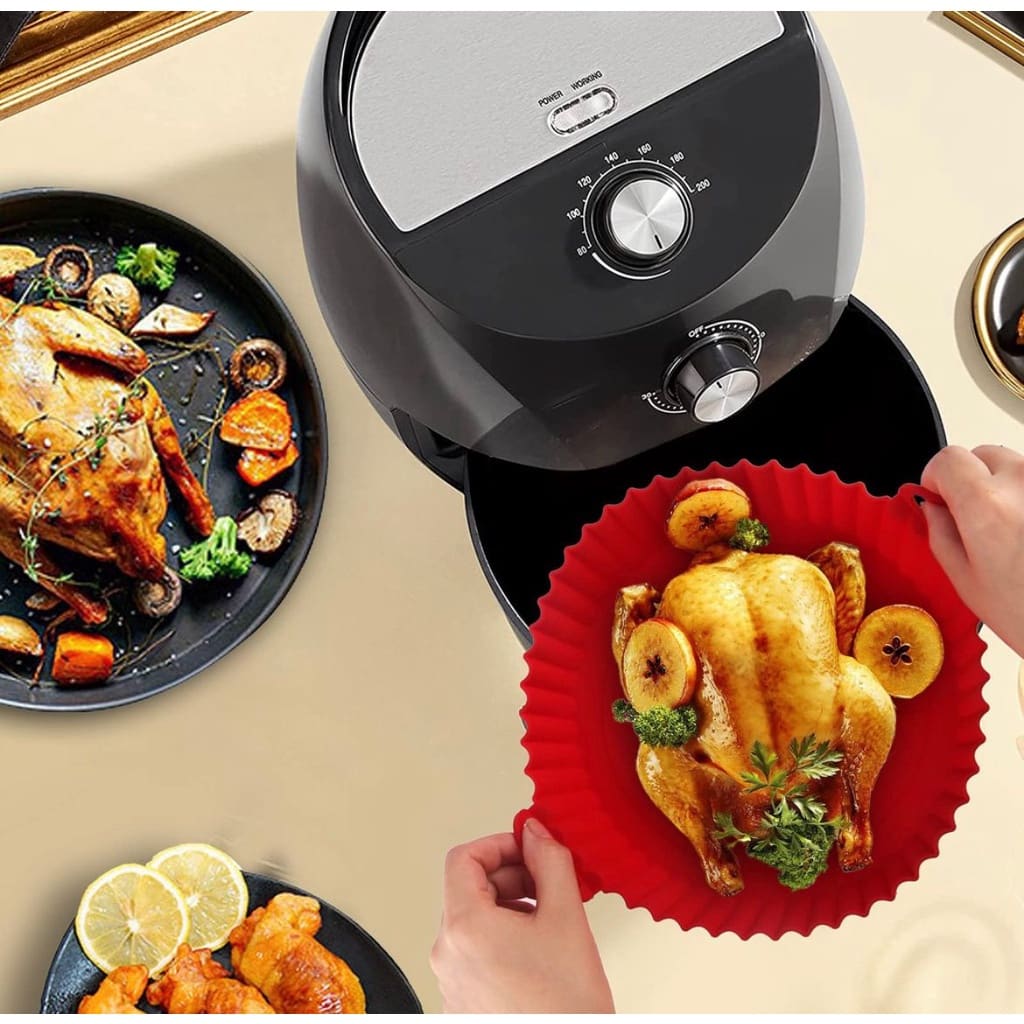 Kit Formas de Silicone Reutilizáveis p/ Air Fryer – Antiaderentes e Práticas (1, 2 ou 3 Unidades)