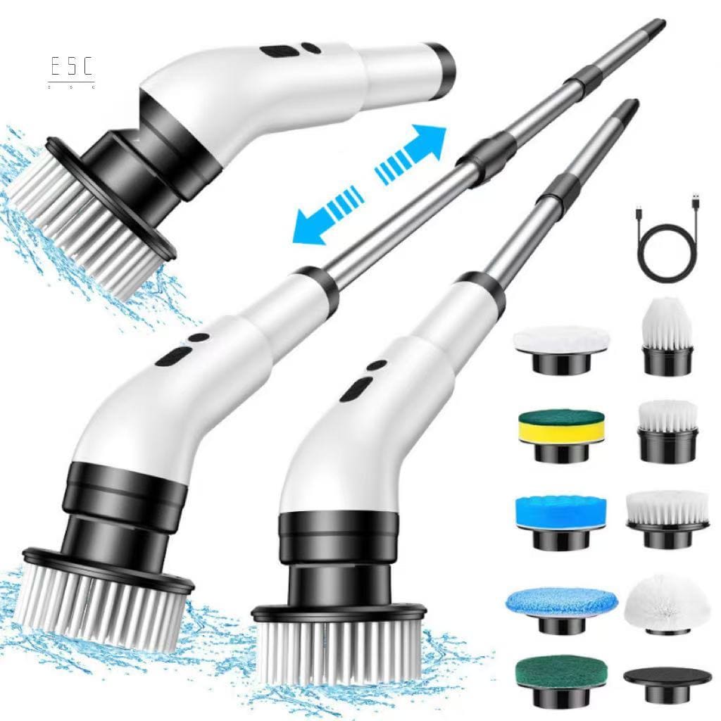 🧽Escova de Limpeza Elétrica 9 em 1 – Recarregável, Sem Fio e Multifuncional | Para Cozinha, Banheiro e Carro